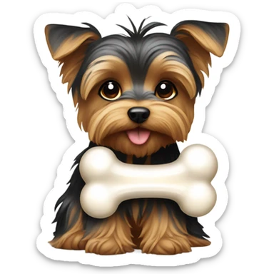 Yorkie with a bone  sticker