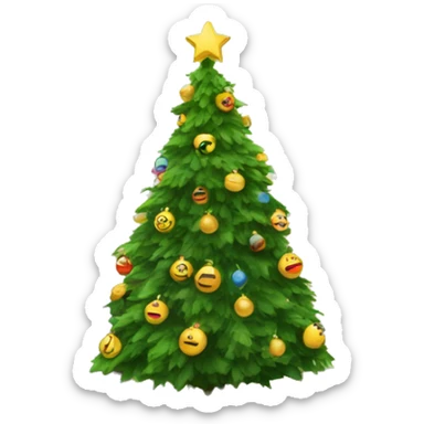 Christmas tree in living room with presents under it  sticker