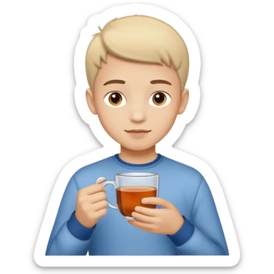The boy teen with a cup of tea sticker