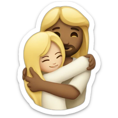 Jesus hugging a blonde girl sticker
