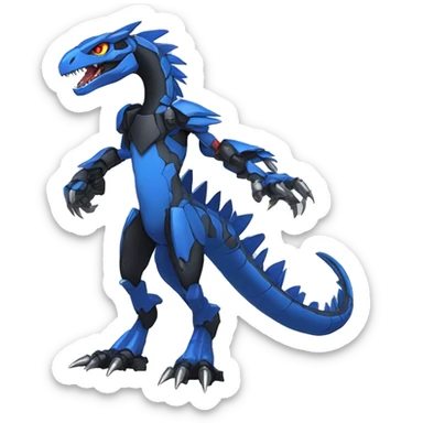  Cool Edgy Black Blue Digimon-Fakemon-Guilmon-Velociraptor-Dragon-Mecha full body sticker