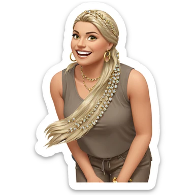 smiling girl with jewelry sticker