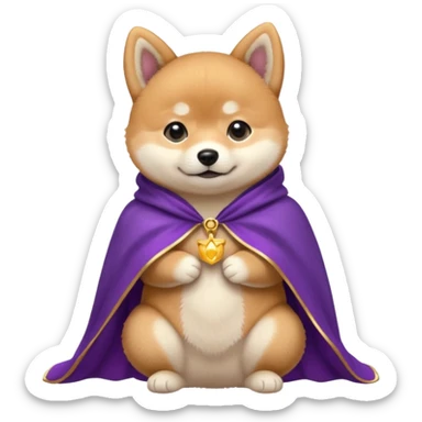 baby shiba dog, in magic purple cloak sticker