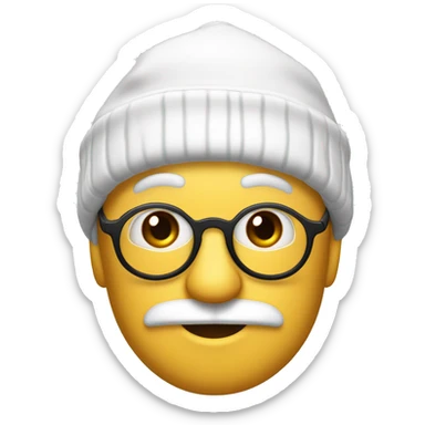 Père Noël blanc mignon avec un tuque et lunettes dorées  sticker