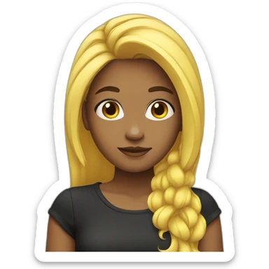 GIRL WITH HALF HAIR YELLOW AND HALF HAIR BLACK sticker