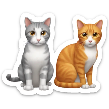two cats, one gray and one ginger  sticker