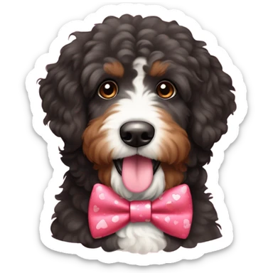 Bernedoodle dressed for Valentine’s Day sticker
