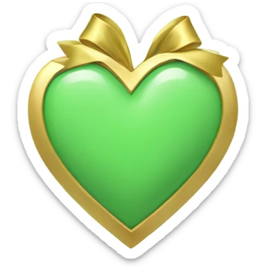 green pastel heart with gold bow sticker