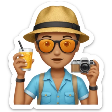 fotographer with summer clothes and sun glasses sticker