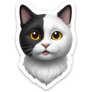 a black and white cat mainly black with white on its upper lip looking like a moustache   sticker