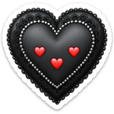 goth heart emoji with black lace and studs sticker