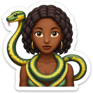 black woman with snake on shoulders sticker