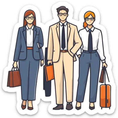 group of people in business attire, cartoonish sticker style sticker