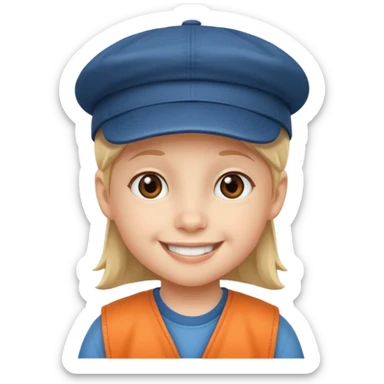 Un niño con gorra riendo sticker