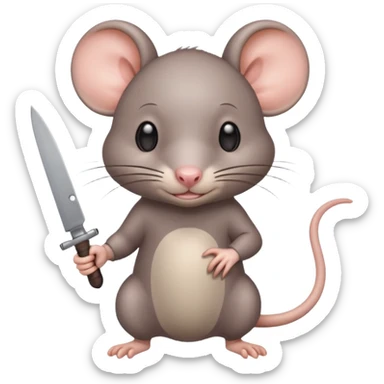 CREA UNA RATA KAWAII SOSTENIENDO UN CUCHILLO sticker
