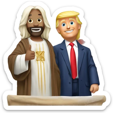 Donald Trump and Jesus celebrating ￼ sticker