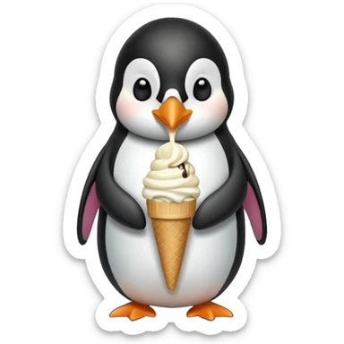 Penguin with ice cream at the mall sticker