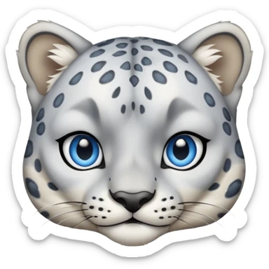 Deformed cute Snow leopard-Eyes are long and blue sticker