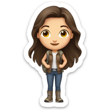 Brunette Girl go hikking sticker