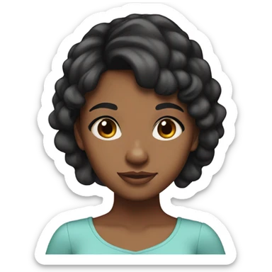 brown girl with tan skin and black hair with pinl bow sticker