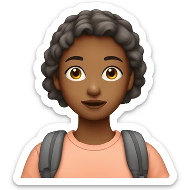 Annoying teen girl with salmon color tshirt sticker