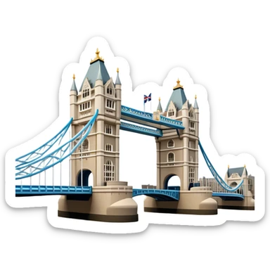 Cinematic Realistic Tower Bridge Landmark Emoji, depicted with iconic Victorian architecture spanning the River Thames, rendered with lifelike textures and dramatic natural lighting that captures its majestic presence. sticker