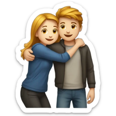 Girl hug a boy friend european bold sticker