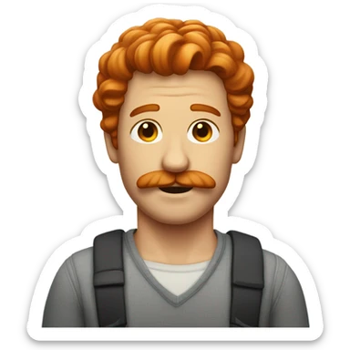 Red hair man with mustache sticker