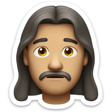 Disappointed man with long hair  sticker