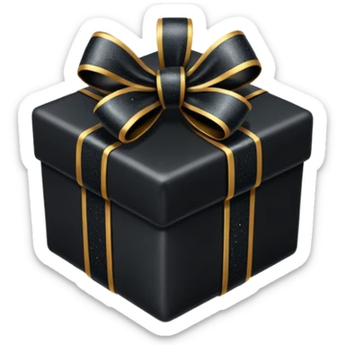 black present with black sparkling bow  sticker