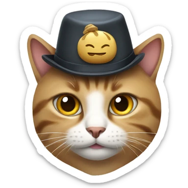 a cat with a hat sticker