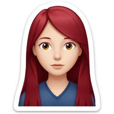 long straight dark red hair sticker