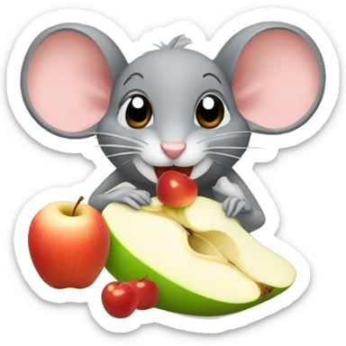 mouse eating applesauce sticker