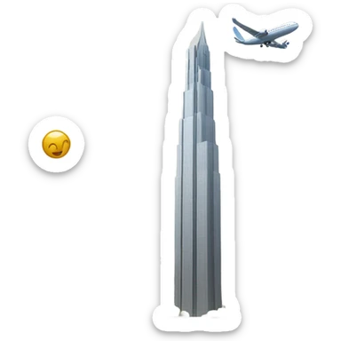 Two towers and airplane sticker