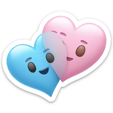 Light pink heart and light blue heart sticker