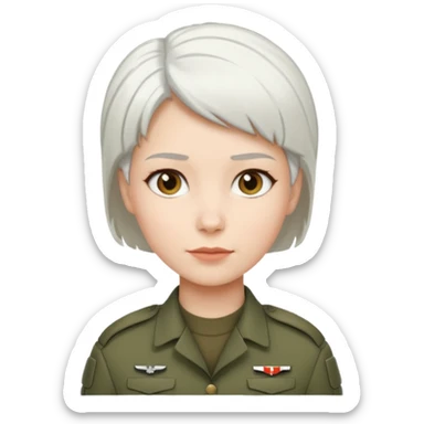 female soldier white hair style sticker