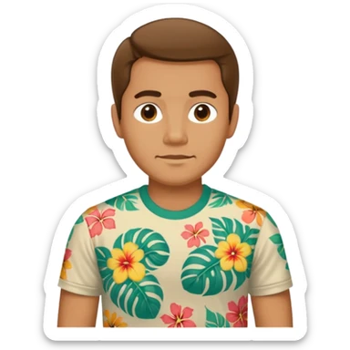 Retro 70s man face in hawaii t-shirt sticker