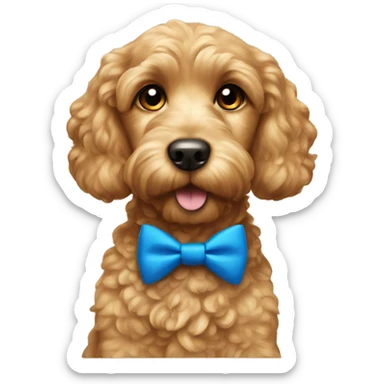Gold cockapoo with blue bow tie sticker