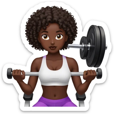 brunete curl medium hair woman black skin working out sticker