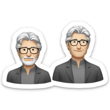 Richard Gere with barely grey hair and with beard and glasses sticker