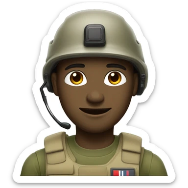 operator dressed in khaki color with a milatary helmet, without glasses, without headset, preferably male sticker