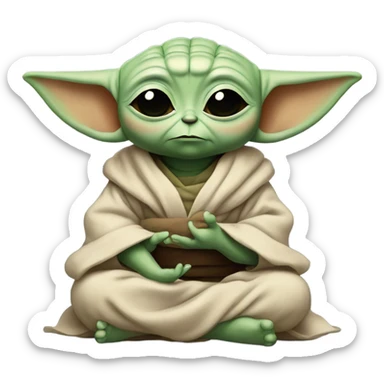 baby yoda meditating sticker