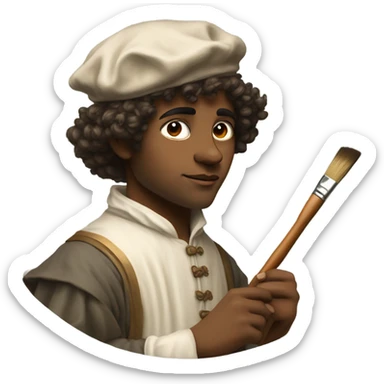 young medieval painter seen in profile sticker