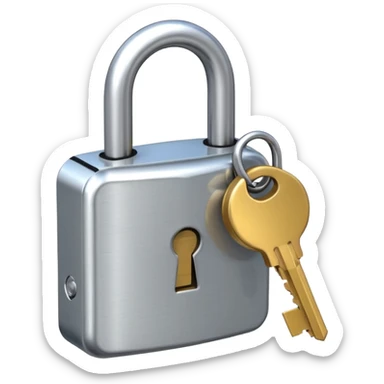 Closed padlock with a key inserted into it sticker