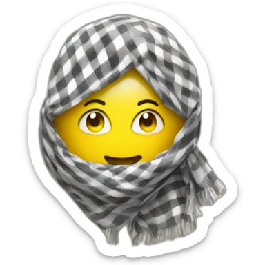 Yellow face emoji with kuffiyeh heart sticker