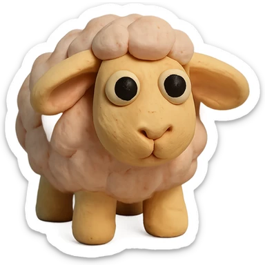 cute sheep with big eyes, soft pastel colors, hand-molded details, claymation style sticker