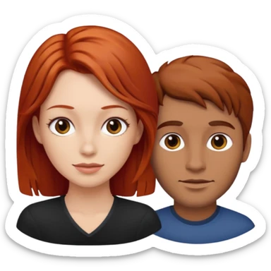 en base a esto👩🏻‍❤️‍💋‍👨🏻, hacer mujer pelirroja y hombre con pelo café sticker