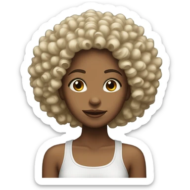 hyperealistic girl with curly afro sticker