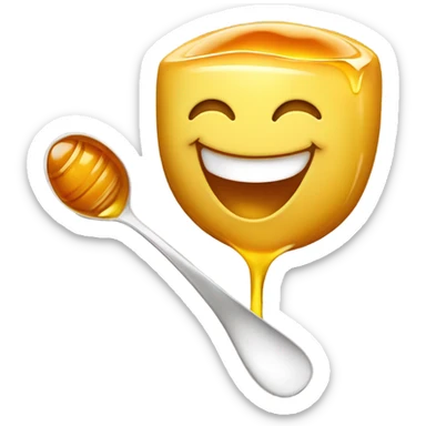 Happy face eating honey  sticker