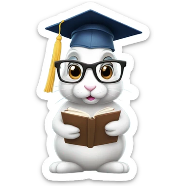smart rabbit grad student sticker